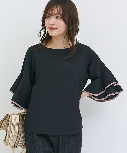 「INCEDE」 7分袖ブラウス M ブラック レディース_画像9