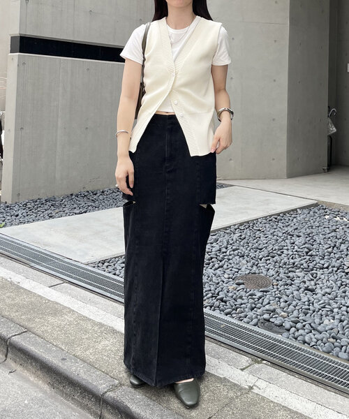 Pois♡アイボリー ニットベスト Fサイズ♡ improves（インプローブス） ニット ベスト 畦編み ざっくり ゆったり