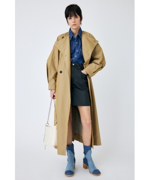 「MOUSSY」 トレンチコート 1 ライトカーキ レディース_画像8