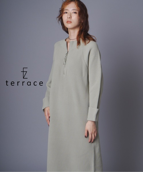 terrace ワンピース ハーフジップダイバーニットワンピース : ZOZOTOWN