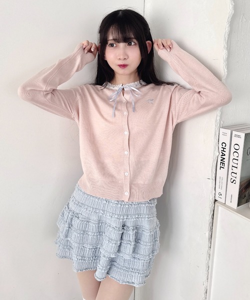 Loueme カーディガン ハシゴレースリボンカーディガン レディース