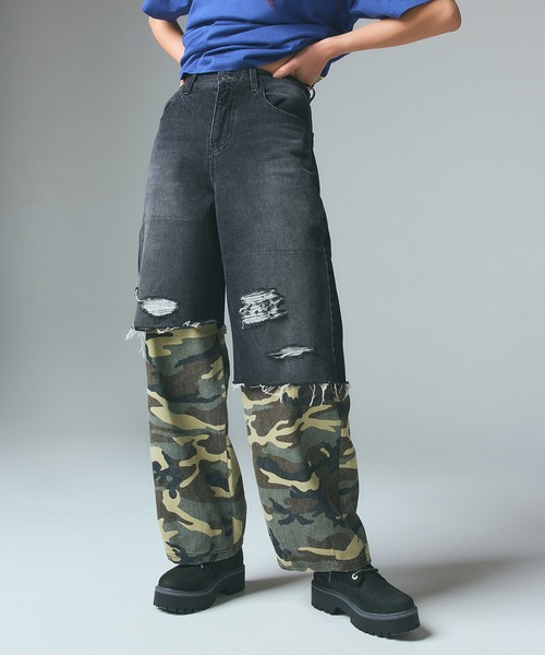 ジーンズ デニム デニムパンツ FADED CAMO LAYERED PANTS レディース メンズ