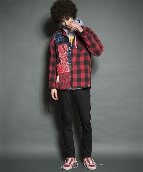 「SEVESKIG」 長袖シャツ X-LARGE レッド メンズ_画像2