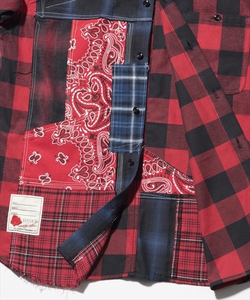 「SEVESKIG」 長袖シャツ X-LARGE レッド メンズ_画像6