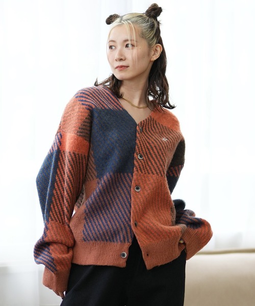 「ムラサキスポーツ」 ニットカーディガン M レッド レディース_画像3