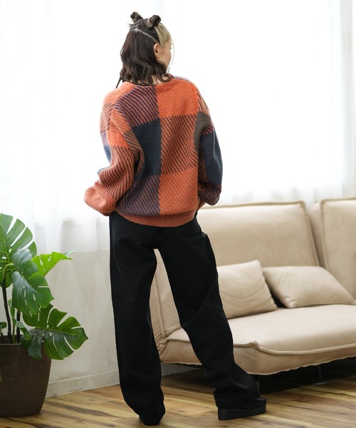 「ムラサキスポーツ」 ニットカーディガン M レッド レディース_画像8