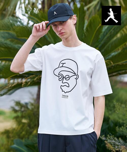 TAKEO KIKUCHI（タケオキクチ） tシャツ 「BOWLER HAT LABEL」アイス