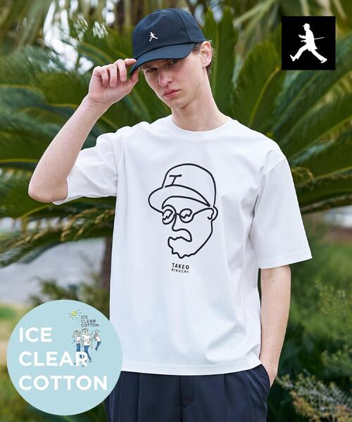 TAKEO KIKUCHI（タケオキクチ） tシャツ 「BOWLER HAT LABEL」アイス