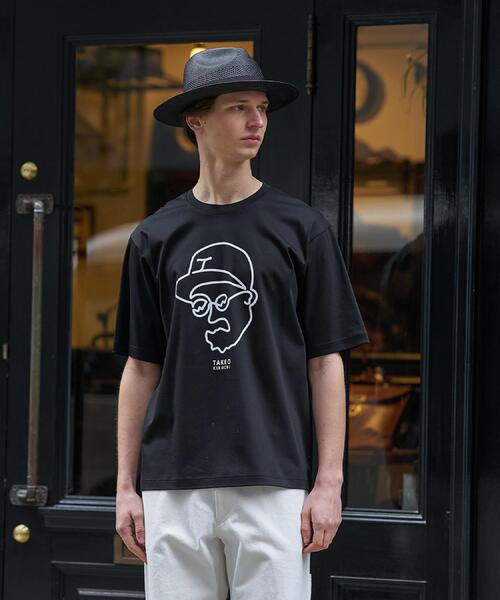 TAKEO KIKUCHI（タケオキクチ） tシャツ 「BOWLER HAT LABEL」アイス