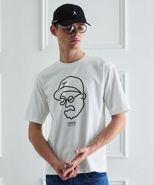 TAKEO KIKUCHI（タケオキクチ） tシャツ 「BOWLER HAT LABEL」アイス