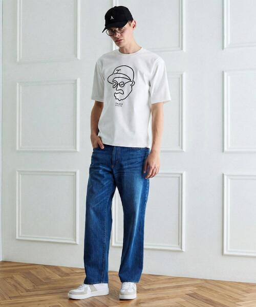 TAKEO KIKUCHI（タケオキクチ） tシャツ 「BOWLER HAT LABEL」アイス