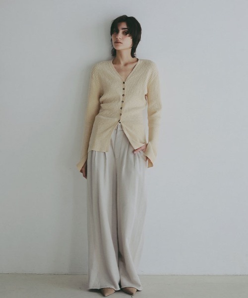 etre tokyoシアーリブニットカーディガン ETRE TOKYO - シアーリブニットカーディガン - ブラウン | ADDICT WEB SHOP