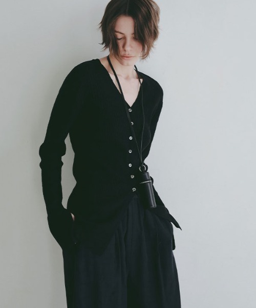 etre★新品✨ドロストリブロングカーディガン❤️ ETRE TOKYO（エトレトウキョウ） カーディガン Vネックリブニット