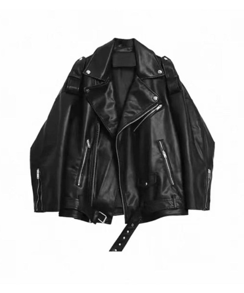 ViViDAY レザージャケット ライダース ビッグシルエットフェイクレザー