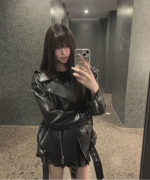 ViViDAY レザージャケット ライダース ビッグシルエットフェイクレザー