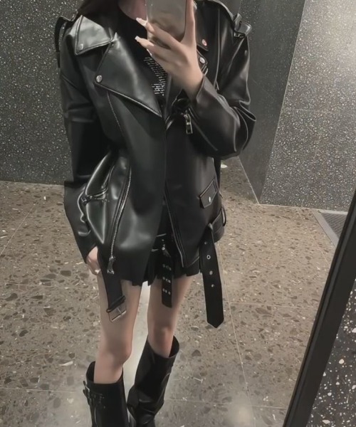 ViViDAY レザージャケット ライダース ビッグシルエットフェイクレザー