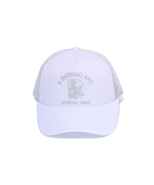 A BATHING APE ロゴキャップ ホワイト/ネイビー A BATHING APE（アベイシングエイプ） キャップ FREE ネイビー メンズ