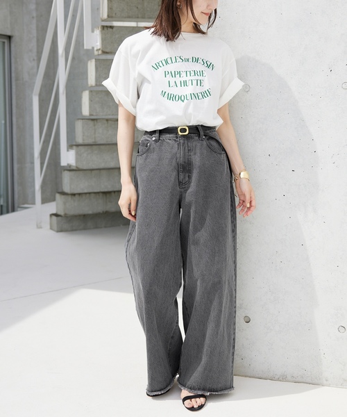 「SLOBE IENA」 デニムパンツ 38 ライトグレー レディース_画像3