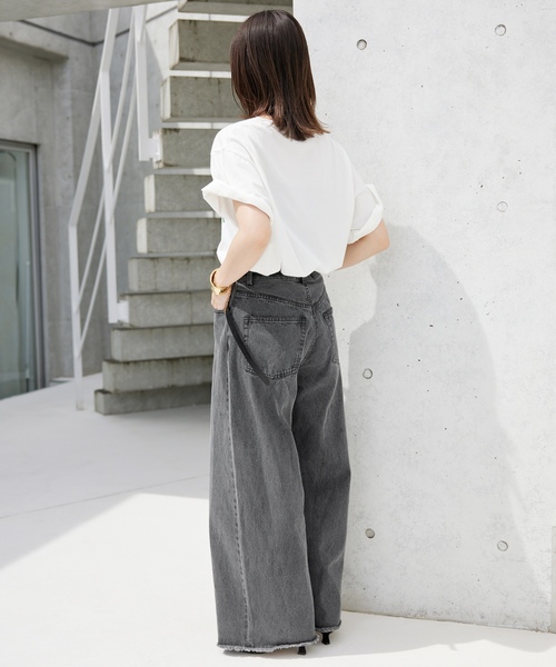 「SLOBE IENA」 デニムパンツ 38 ライトグレー レディース_画像4