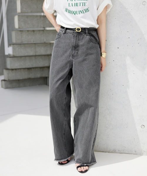 「SLOBE IENA」 デニムパンツ 38 ライトグレー レディース_画像6