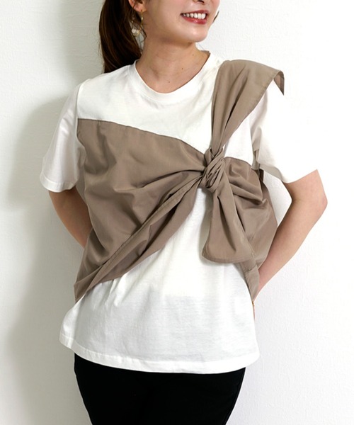 Belta attrice（ベルタアトリーチェ） tシャツ 半袖 異素材ドッキング