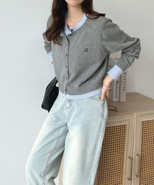「Futier land」 ニットカーディガン LARGE ネイビー レディース_画像2