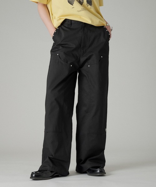 ONCILY（オンシェリー） ワイドパンツ パンツ STUDS DOUBLE KNEE TWILL
