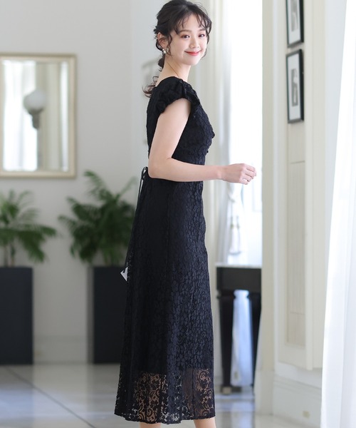「PourVous」 半袖ワンピース M ネイビー レディース_画像3