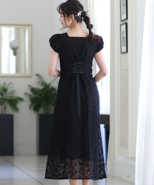「PourVous」 半袖ワンピース M ネイビー レディース_画像4