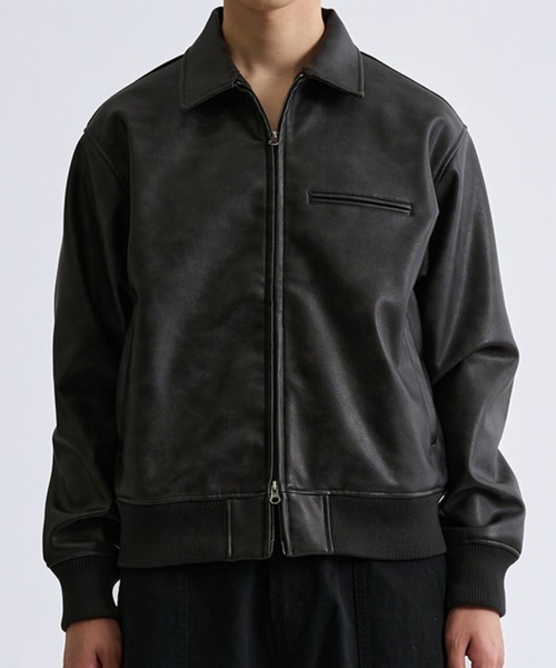 ブルゾン アウター Double Zip-Like Leather Blouson／ダブルジップ