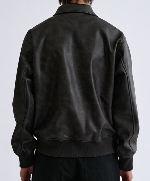ブルゾン アウター Double Zip-Like Leather Blouson／ダブルジップ