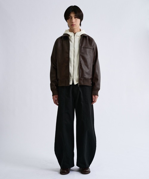 ブルゾン アウター Double Zip-Like Leather Blouson／ダブルジップ
