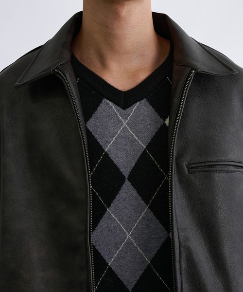 ブルゾン アウター Double Zip-Like Leather Blouson／ダブルジップ