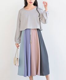 r・p・s ワンピース カラフルパッチワークドッキングワンピース