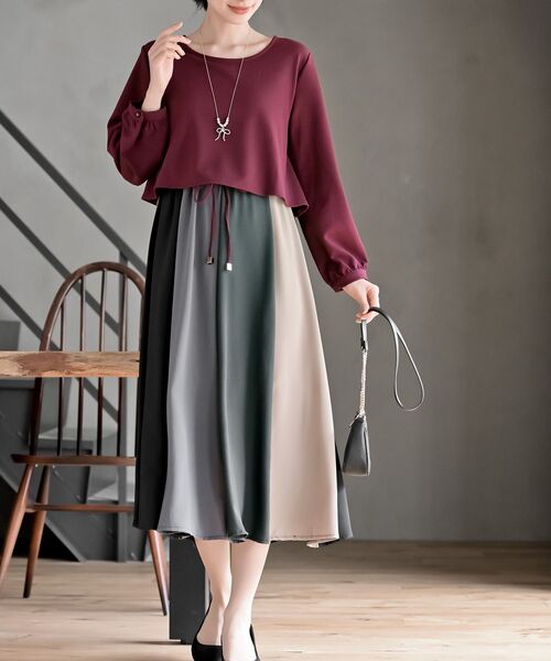 【KOCHE】 マルチカラー パネル パッチワーク DRESS ワンピース KOCHE】 マルチカラー パネル パッチワーク DRESS ワンピース