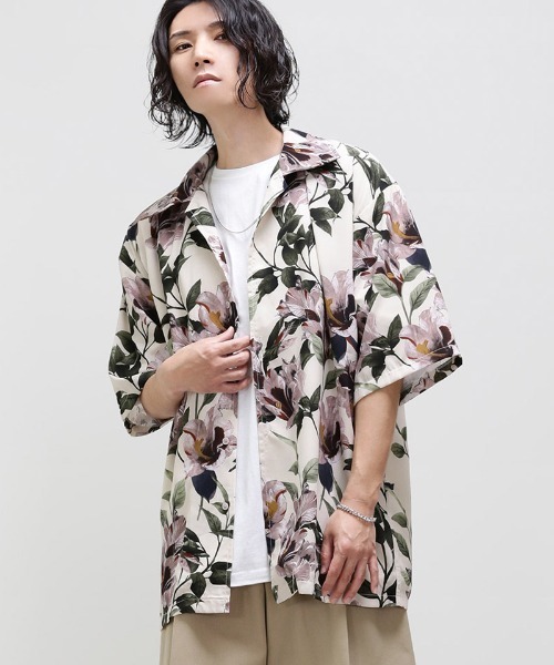 minsobi 花柄 半袖シャツ ブラック minsobi シャツ 花柄シャツ 半袖 メンズ : ZOZOTOWN Yahoo!店