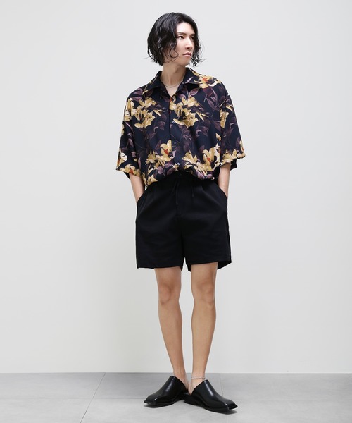 minsobi 花柄 半袖シャツ ブラック minsobi シャツ 花柄シャツ 半袖 メンズ : ZOZOTOWN Yahoo!店