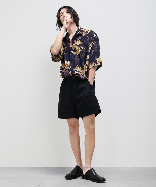 minsobi 花柄 半袖シャツ ブラック minsobi シャツ 花柄シャツ 半袖 メンズ : ZOZOTOWN Yahoo!店