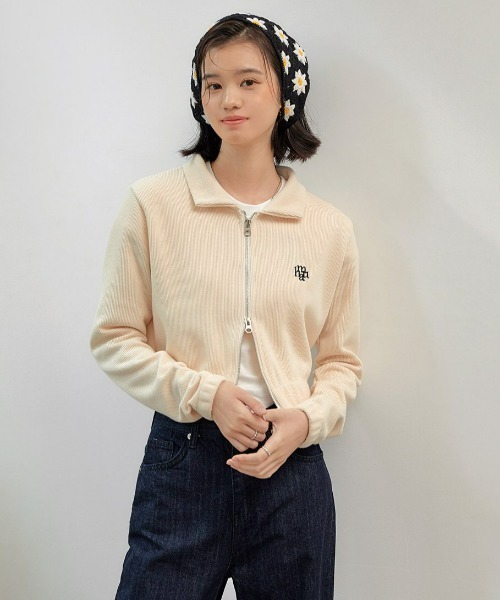 カーディガン A'GEM/9 × .kom「muah muah/ムーアムーア」SLIM FIT KNIT ZIPUP CARDIGAN/スリムフィット