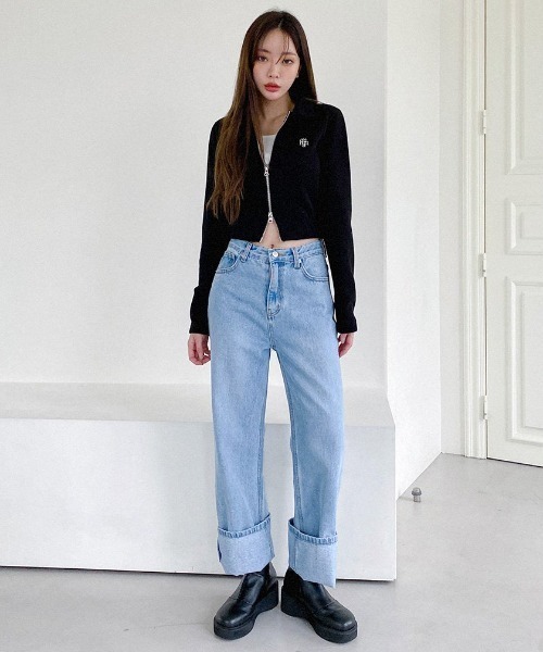 カーディガン A'GEM/9 × .kom「muah muah/ムーアムーア」SLIM FIT KNIT ZIPUP CARDIGAN/スリムフィット A'GEM/9 × .kom『muah muah/ムーアムーア』SLIM FIT KNIT ZIPUP