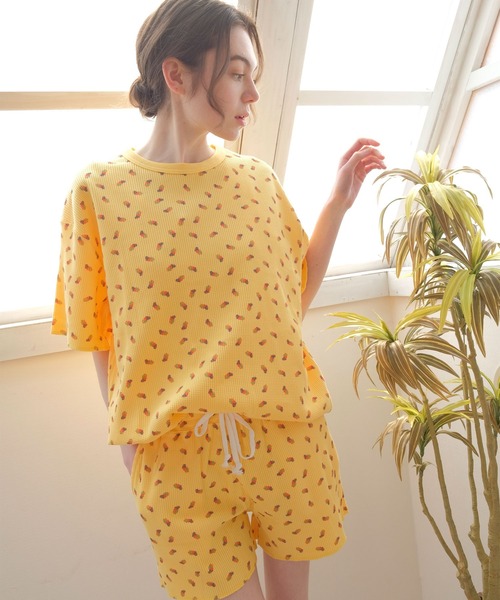 FRUIT OF THE LOOM パジャマ ルームウェア フルーツ柄ワッフル
