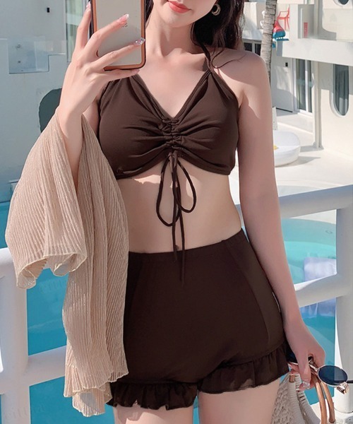 wicked weasel ホワイトビキニ3点セット フリル付き レースレディース Lace Ladies ワンショルダーフリルビキニ2点