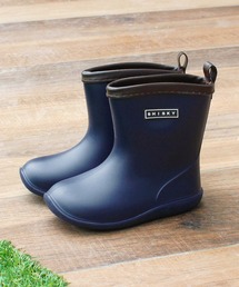 黒 ラバー レインシューズ サイドジッパー付き ZIーON 長靴 レインブーツ パイピングラバーショートレイン