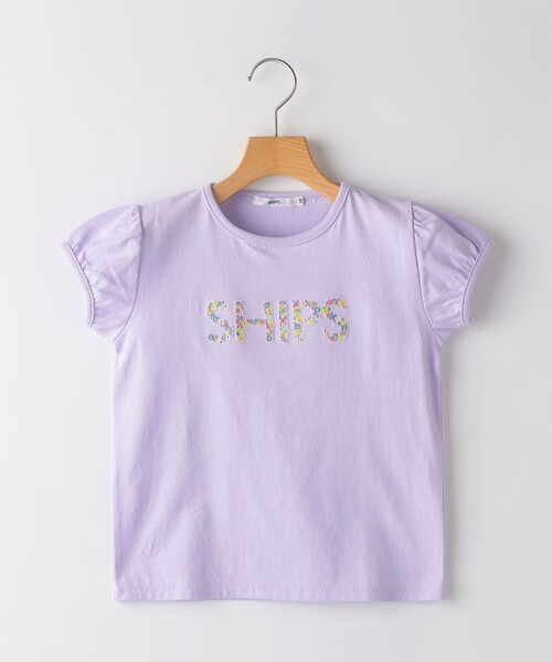 SHIPS tシャツ KIDS:80〜90cm / ガーリー 刺繍 ロゴ TEE キッズ