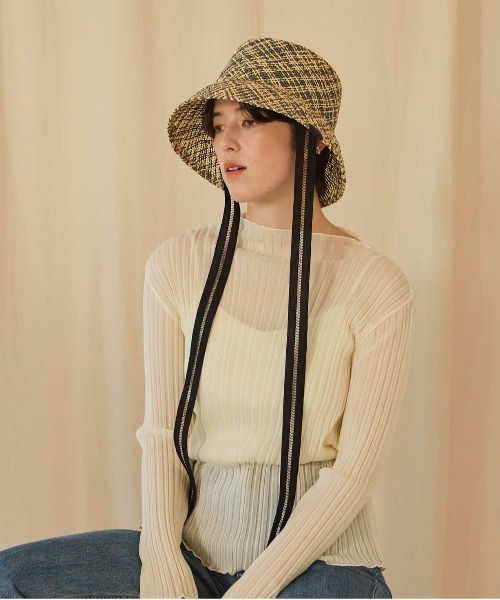 arth Ladder Ribbon PP Bucket 麦わら帽子 arth Ladder Ribbon PP Bucket 麦わら帽子