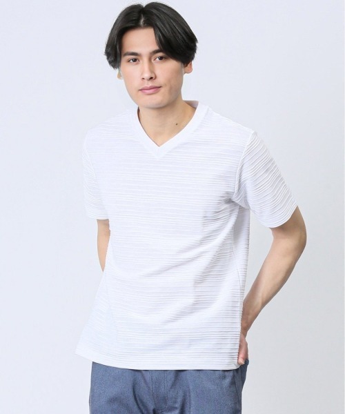 TAKA-Q（タカキュー） tシャツ 「綿混」タカキュー タックボーダー V