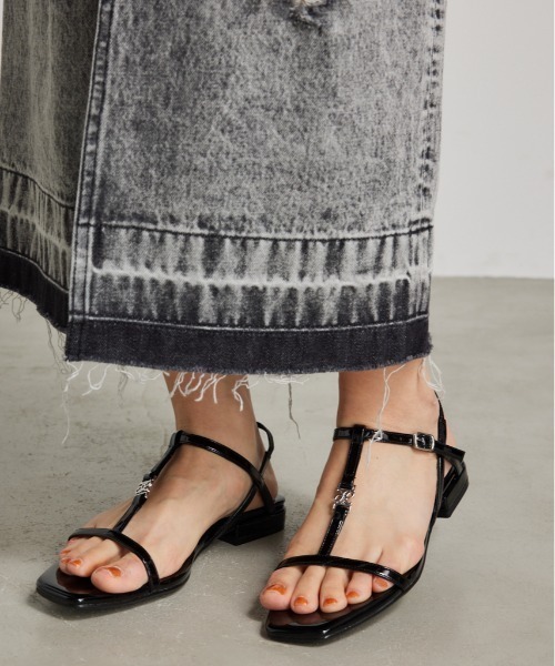 未使用】rienda ウェッジヒールサンダル ブラック 未使用】rienda