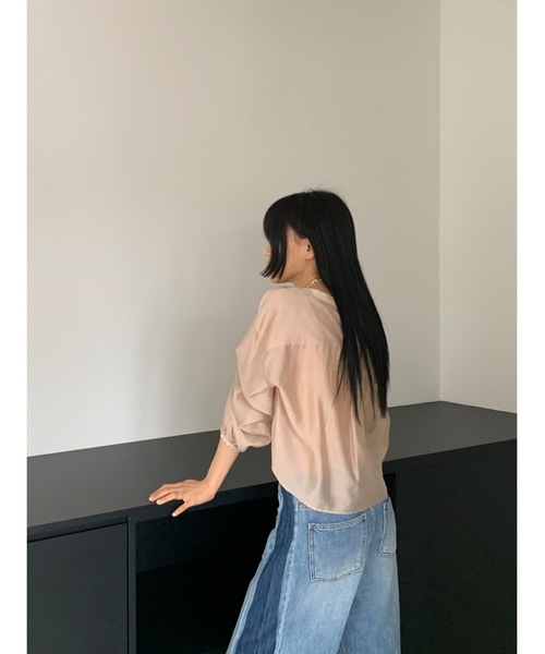 ブラウス シャツ 「DIDOT.」テンセル シアークロップド ブラウス レディース Didot.showroom ブラウス シャツ 「DIDOT.」テンセル シアー