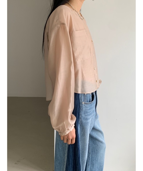 ブラウス シャツ 「DIDOT.」テンセル シアークロップド ブラウス レディース Didot.showroom ブラウス シャツ 「DIDOT.」テンセル シアー