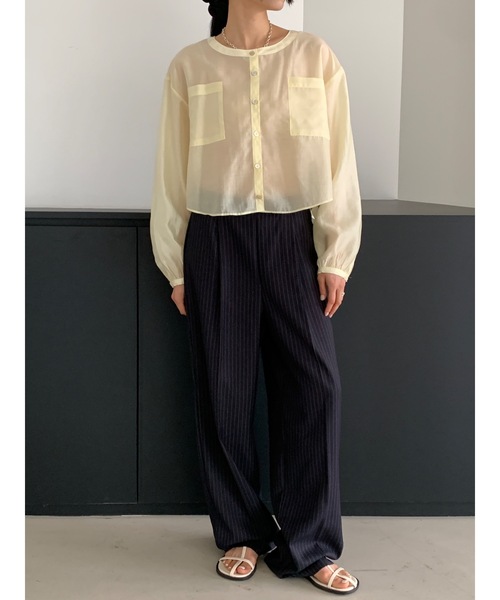 ブラウス シャツ 「DIDOT.」テンセル シアークロップド ブラウス レディース Didot.showroom ブラウス シャツ 「DIDOT.」テンセル シアー